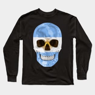 Argentina Flag Skull - Gift for Argentinian With Roots From Argentina Long Sleeve T-Shirt